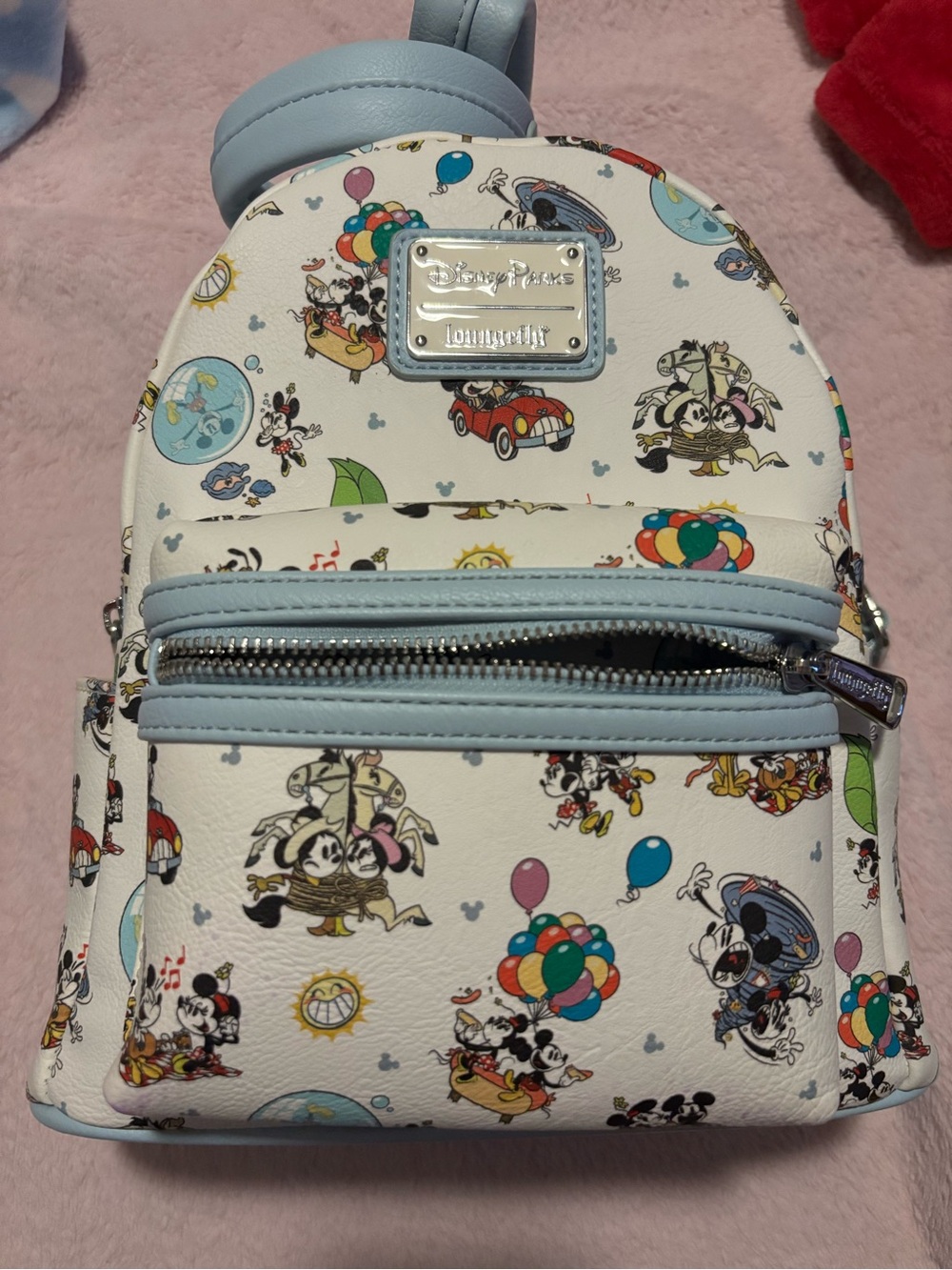 Loungefly White & Light Blue Kids Mini Backpack with Vintage Character Print